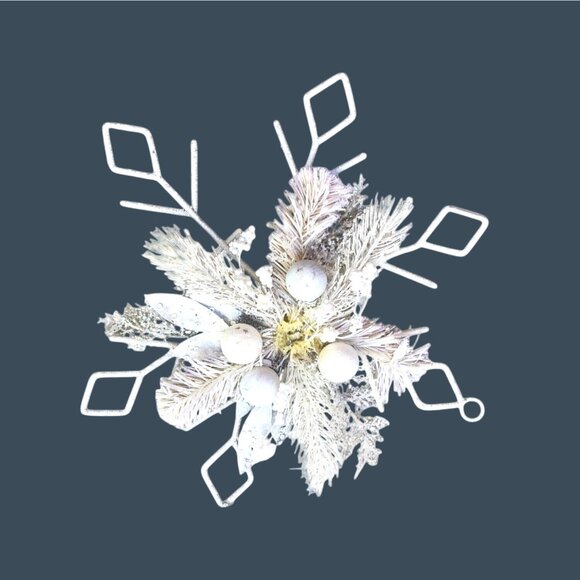 18" WHITE CHRISTMAS TREE TOPPER HOLIDAY DECORATION - Picture 1 of 5